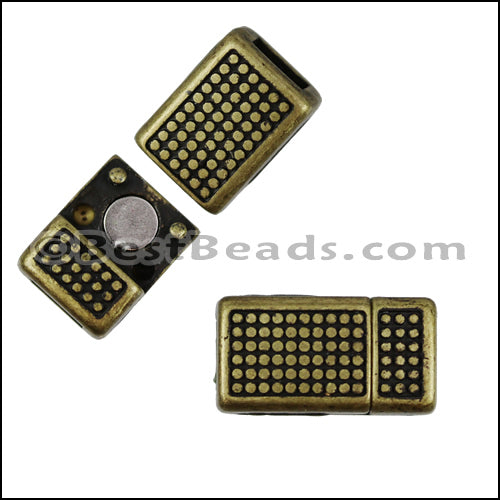 5mm flat POLKA DOT magnetic clasp ANTIQUE BRASS - 10 clasps