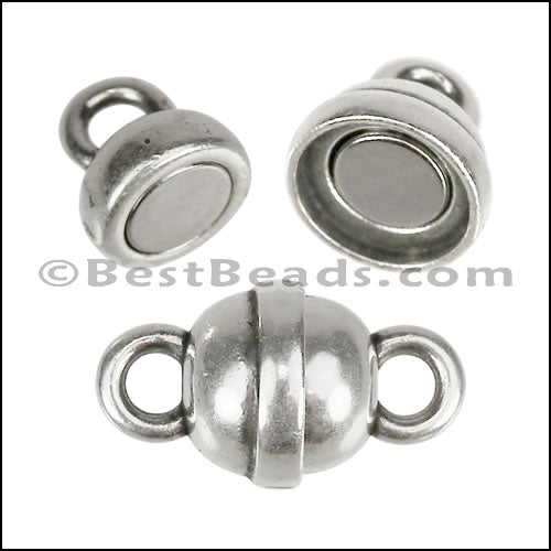 12mm LOLLIPOP magnetic clasp ANTIQUE SILVER - 10 clasps