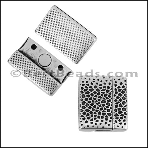 20mm flat VORONOI magnetic clasp ANTIQUE SILVER - 5 clasps