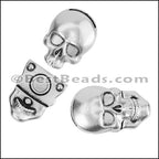 10mm flat SKULL magnetic clasp ANTIQUE SILVER - 5 pcs