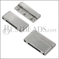20mm flat + 3mm round COMBO magnetic clasp ANT SILVER - 5 clasps