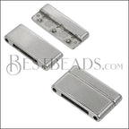 20mm flat + 3mm round COMBO magnetic clasp ANT SILVER - 5 clasps