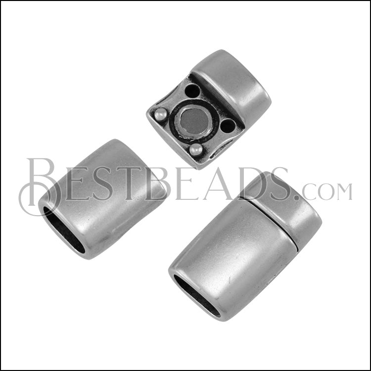 10x5 Round PLAIN magnetic clasp ANT SILVER - 5 clasps