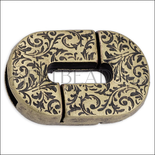 10mm flat CUT OUT FLORAL magnetic clasp ANT BRASS - 5 clasps