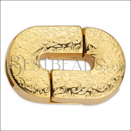 10mm flat CUT OUT FLORAL magnetic clasp GOLD - 5 clasps