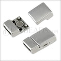 10mm flat SOLID SQUARE magnetic clasp ANT SILVER - 10 clasps