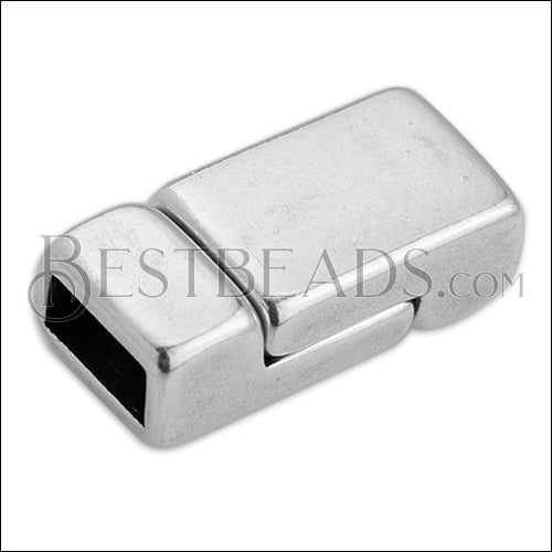 6mm flat SOLID SQUARE magnetic clasp ANT SILVER - 10 clasps
