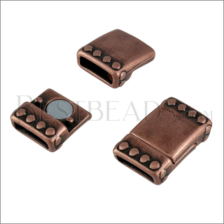 10mm flat REGAL magnetic clasp ANT COPPER - 10 clasps