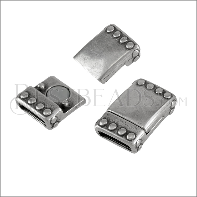 10mm flat REGAL magnetic clasp ANT SILVER - 10 clasps
