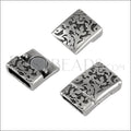 10mm flat DAMASK magnetic clasp ANT SILVER - 10 clasps