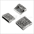 15mm flat DAMASK magnetic clasp ANT SILVER - 5 clasps
