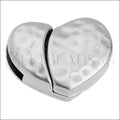 10mm flat HAMMERED HEART clasp ANT SILVER - 5 clasps