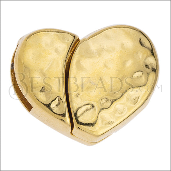 10mm flat HAMMERED HEART clasp SHINY GOLD - 5 clasps