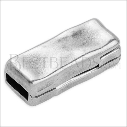 6mm flat RIPPLED magnetic clasp ANT SILVER - 5 clasps