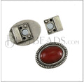 10mm flat OVAL DOTS CARNELIAN MAGNET ANT SILVER - 5 pcs