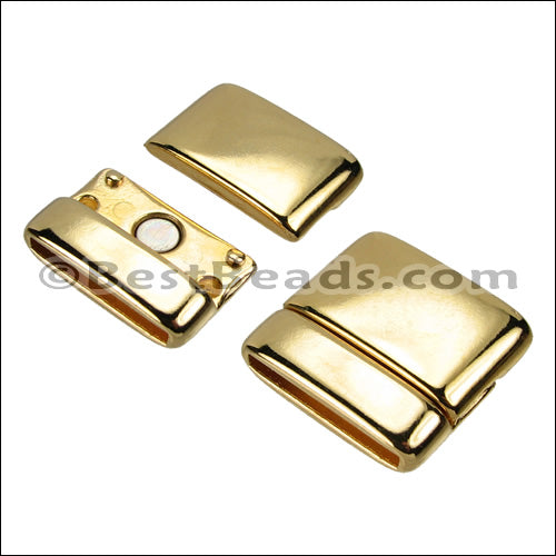 20mm flat ROUNDED magnetic clasp SHINY GOLD - 5 clasps