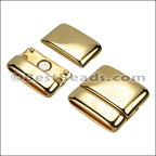 20mm flat ROUNDED magnetic clasp SHINY GOLD - 5 clasps