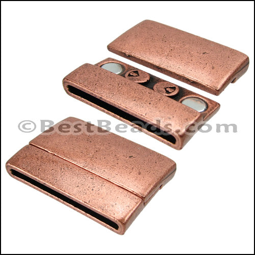 30mm flat RECTANGLE magnetic clasp ANT COPPER - 5 clasps