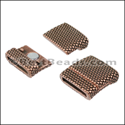 15mm flat DOT magnetic clasp ANT COPPER - 5 clasps