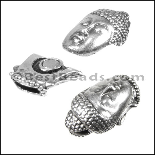 10mm flat BUDDHA magnetic clasp ANT SILVER - 10 clasps