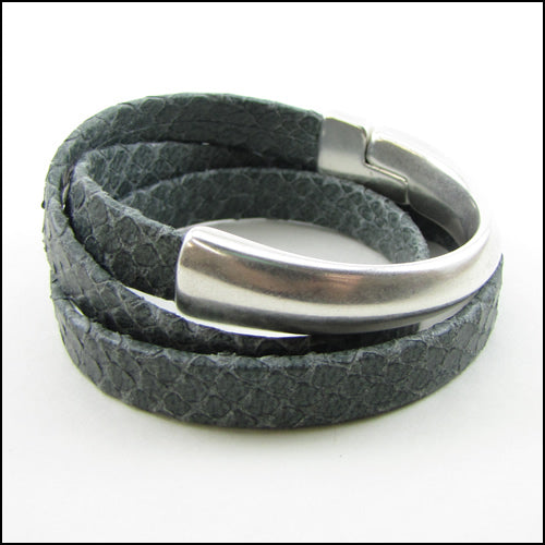 10mm flat HALF - CIRCLE magnetic clasp ANT SILVER - 5 clasps