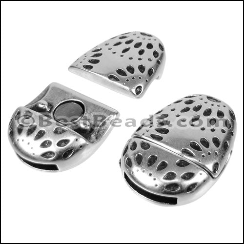 10mm flat FIREWORKS OVAL magnetic clasp ANT SILVER - 10 clasps