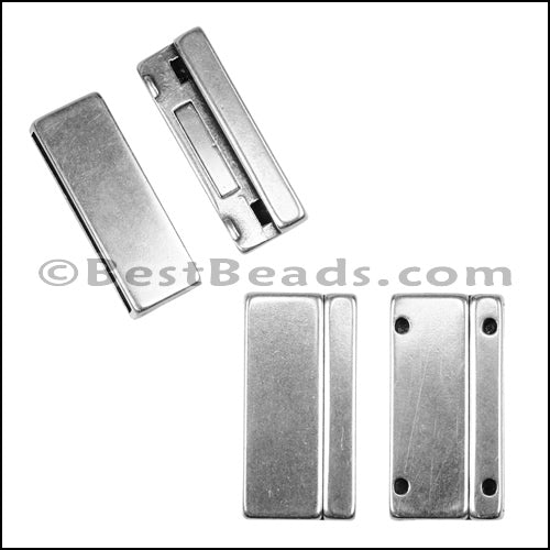 30mm flat PLAIN magnetic clasp ANT SILVER - 5 clasps