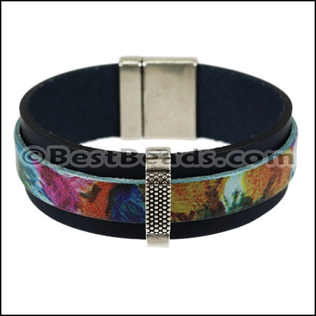 20 + 10mm flat DOTS magnetic clasp ANT SILVER - 5 clasps