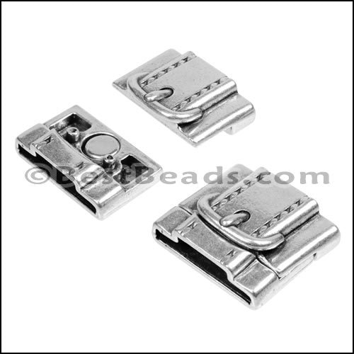 20 + 10mm flat BUCKLE magnetic clasp ANT SILVER - 5clasps
