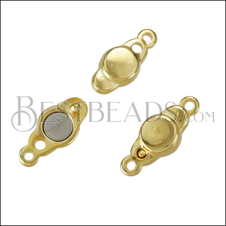 SMALL LOOP END magnetic clasp SHINY GOLD - 10 clasps