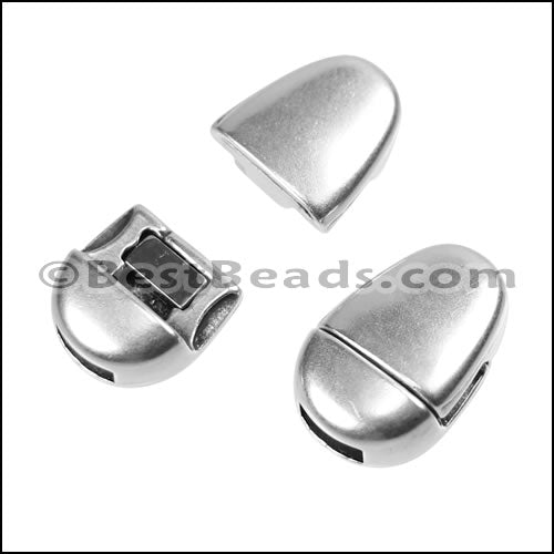 5mm flat OVAL magnetic clasp ANT SILVER - 10 clasps