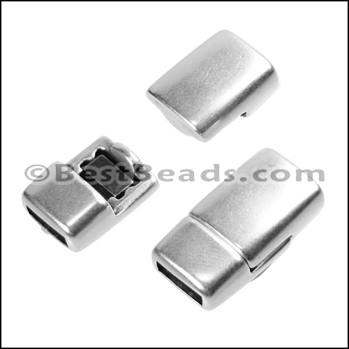 6mm flat ROUNDED magnetic clasp ANT SILVER - 10 clasps