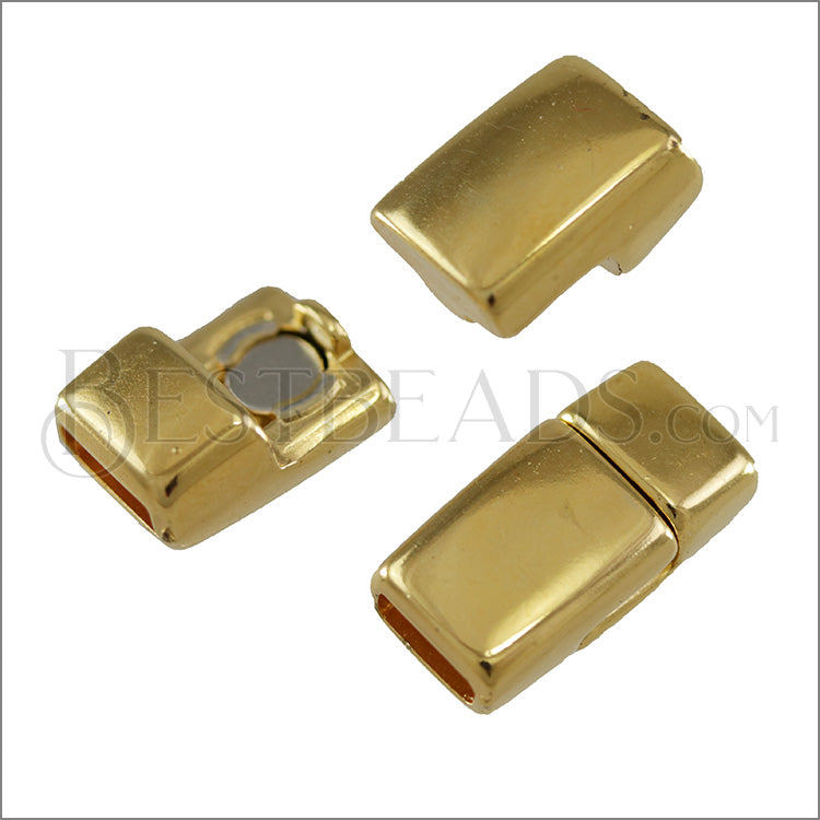 6mm flat ROUNDED magnetic clasp GOLD - 10 clasps