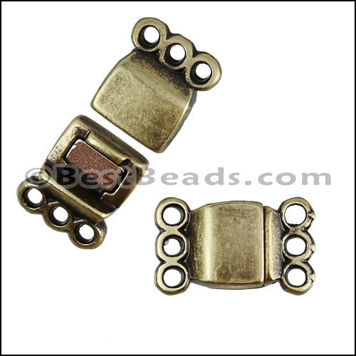 3 LOOPS magnetic clasp ANT BRASS - 5 clasps