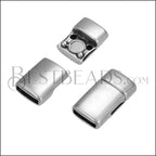 10x2.5mm flat **WIDE** ROUNDED magnetic clasp ANT SILVER - 10 clasps