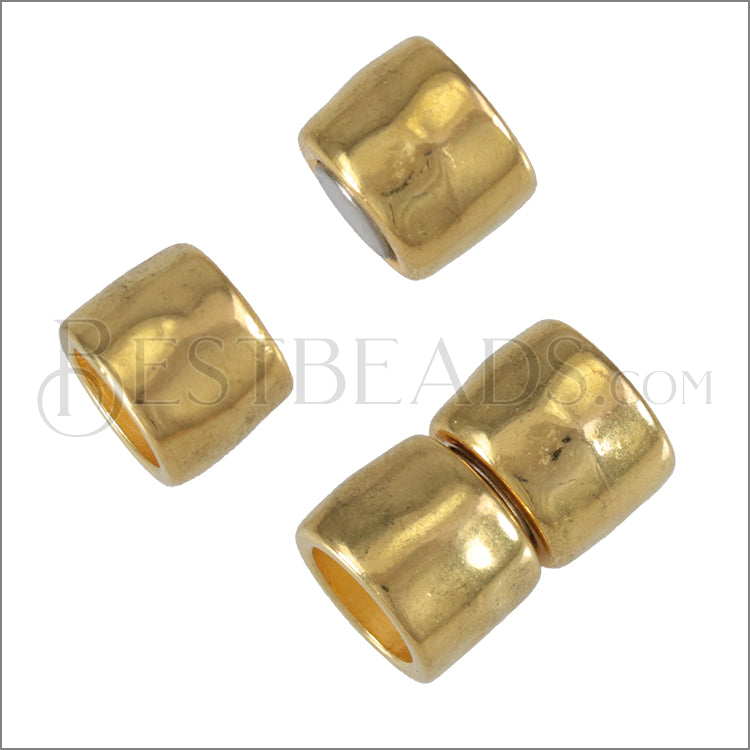 10mm round HAMMERED magnetic clasp SHINY GOLD - 5 pcs