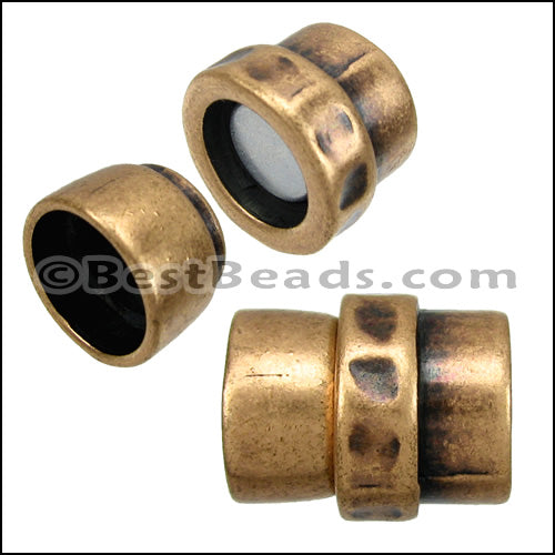 10mm round TOP TO TAIL magnetic clasp ANT BRASS - 5 pcs