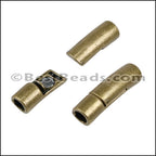 4mm round CURVED TUBE magnetic clasp ANT BRASS - 10 pcs