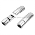 4mm round CURVED TUBE magnetic clasp ANT SILVER - 10 pcs