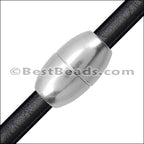 5mm round SMOOTH BARREL magnetic clasp ANT SILVER - 5 clasps