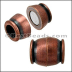 5mm round SMALL BARREL magnetic clasp ANT COPPER - 5 clasps