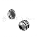 5mm round LINED SPHERE magnetic clasp ANT SILVER - 10 pcs