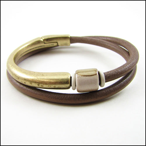 5mm round HALF - CIRCLE magnetic clasp ANT SILVER - 5 clasps