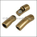 6mm round CURVED TUBE magnetic clasp ANT BRASS - 5 clasps