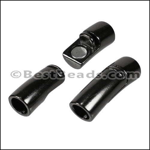 6mm round CURVED TUBE magnetic clasp GUNMETAL - 5 clasps