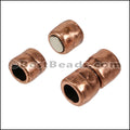 8mm round HAMMERED magnetic clasp ANT COPPER - 5 clasps
