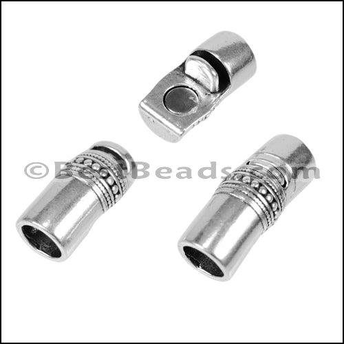 8mm round DECO magnetic clasp ANT SILVER - 5 clasps