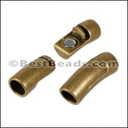 8mm round CURVED TUBE magnetic clasp ANT BRASS - 5 clasps