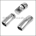 8mm round CURVED TUBE magnetic clasp ANT SILVER - 5 clasps