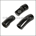 8mm round CURVED TUBE magnetic clasp BLACK - 5 clasps